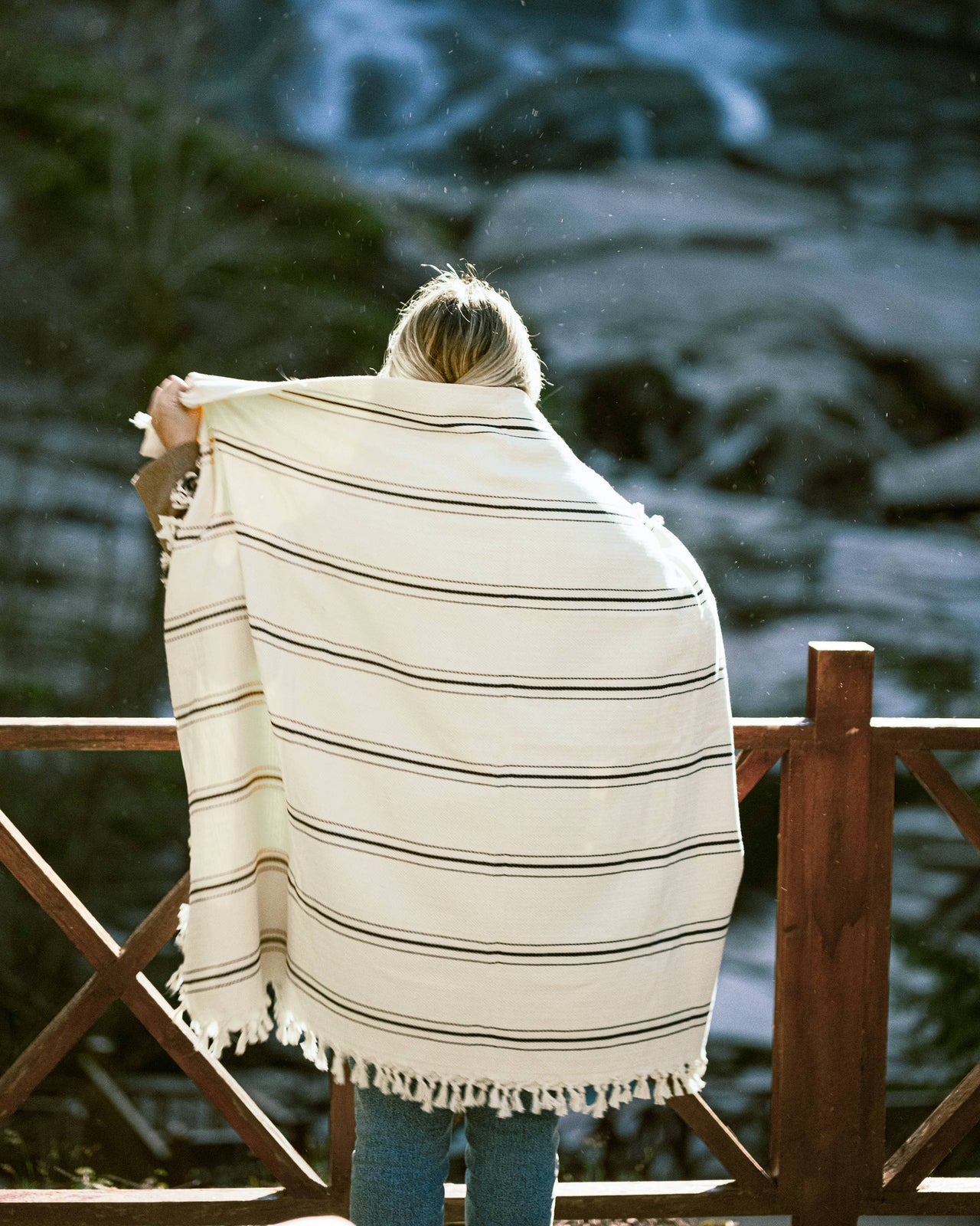 Cream and White Throw Blanket
