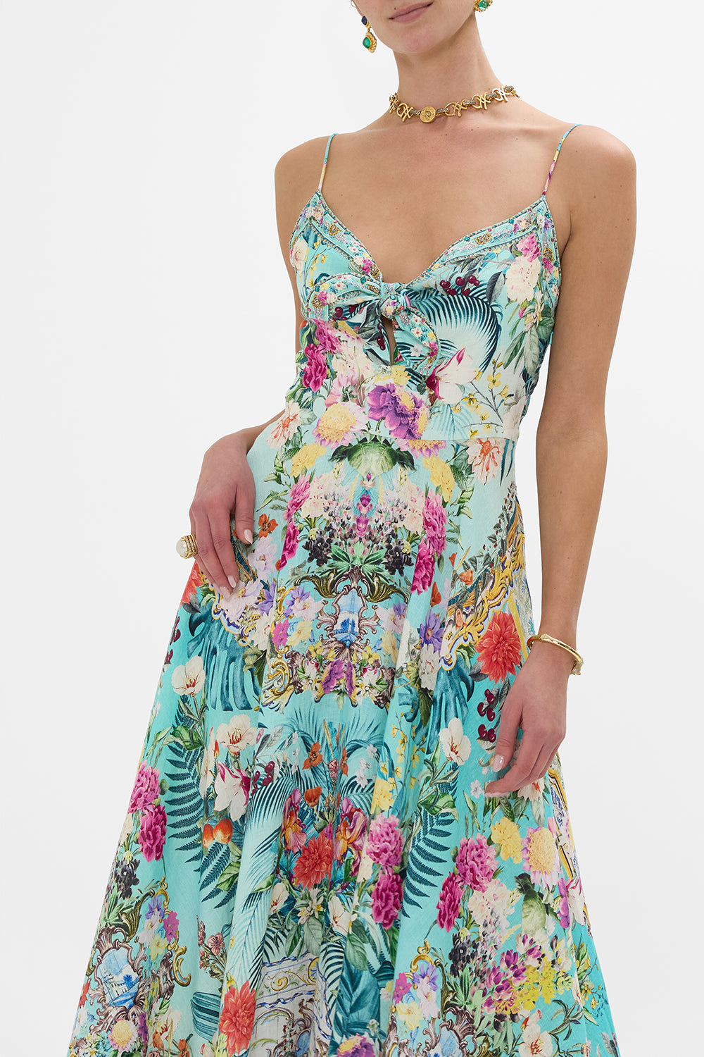 Long Dress with Tie Front