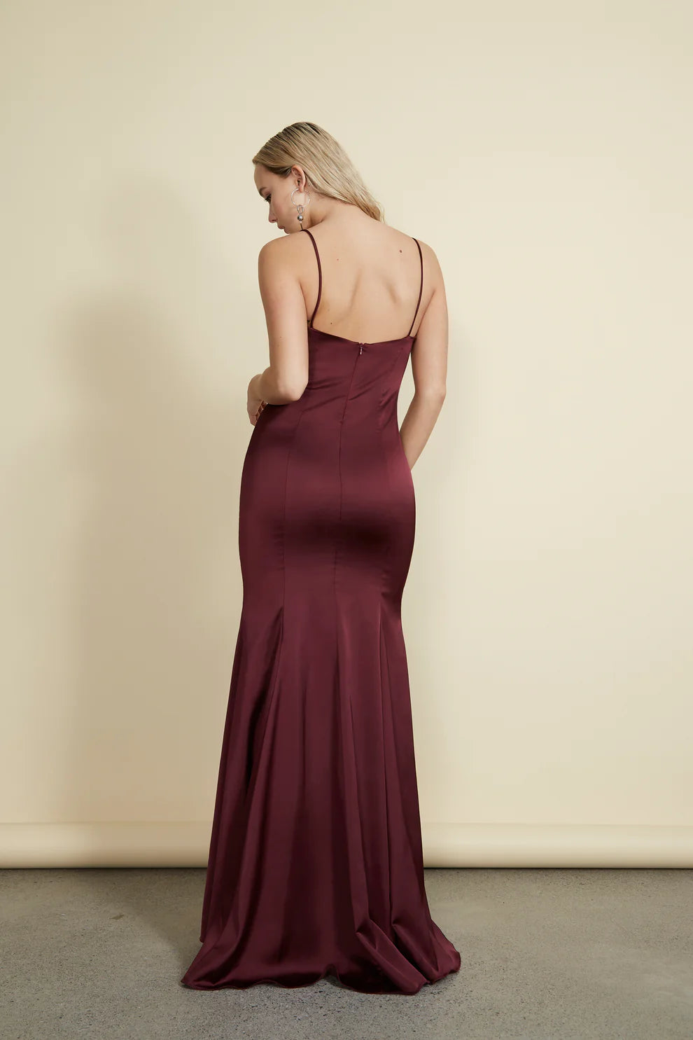Naomi Gown - Burgandy Satin