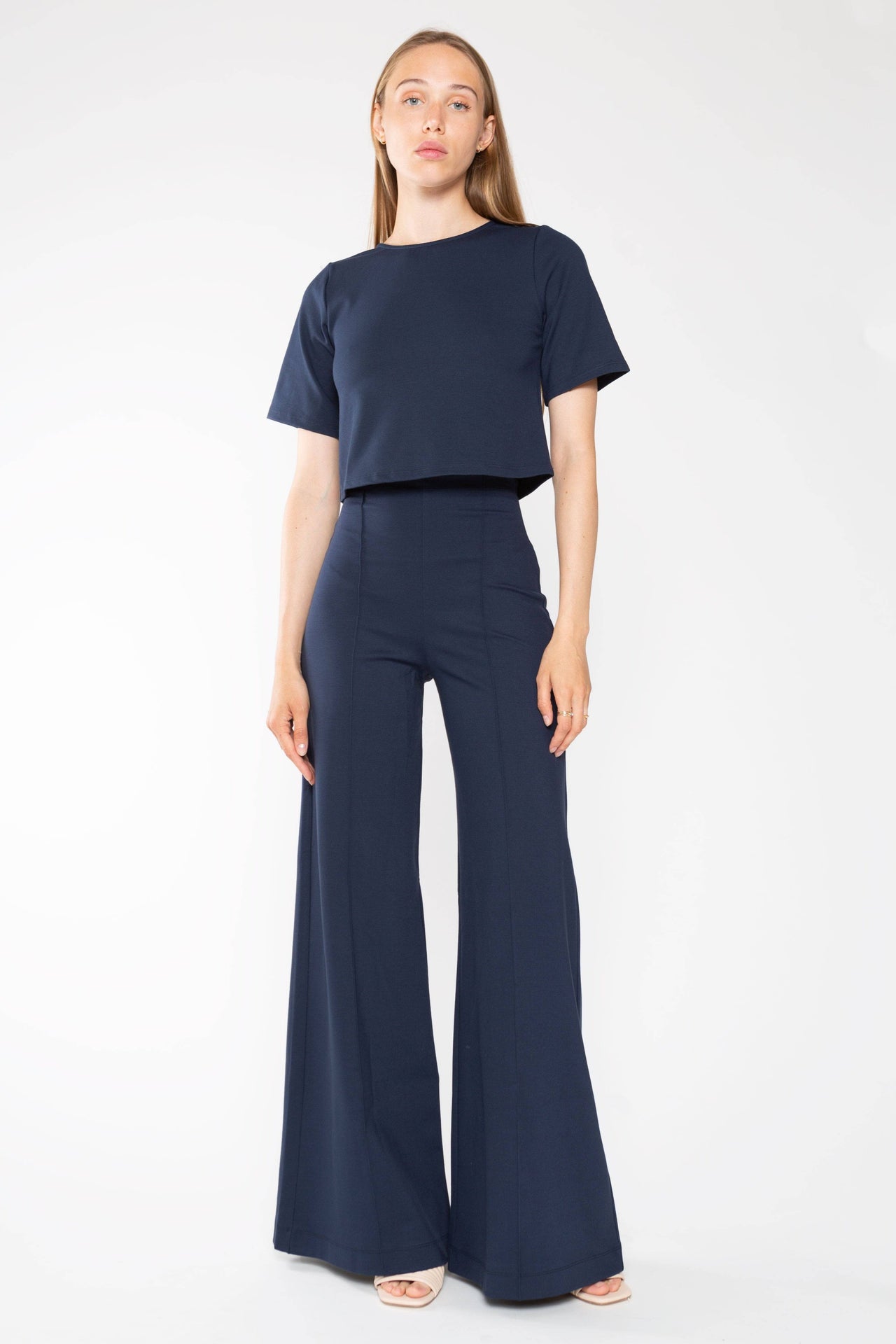 Ponte Knit Wide Leg Pant