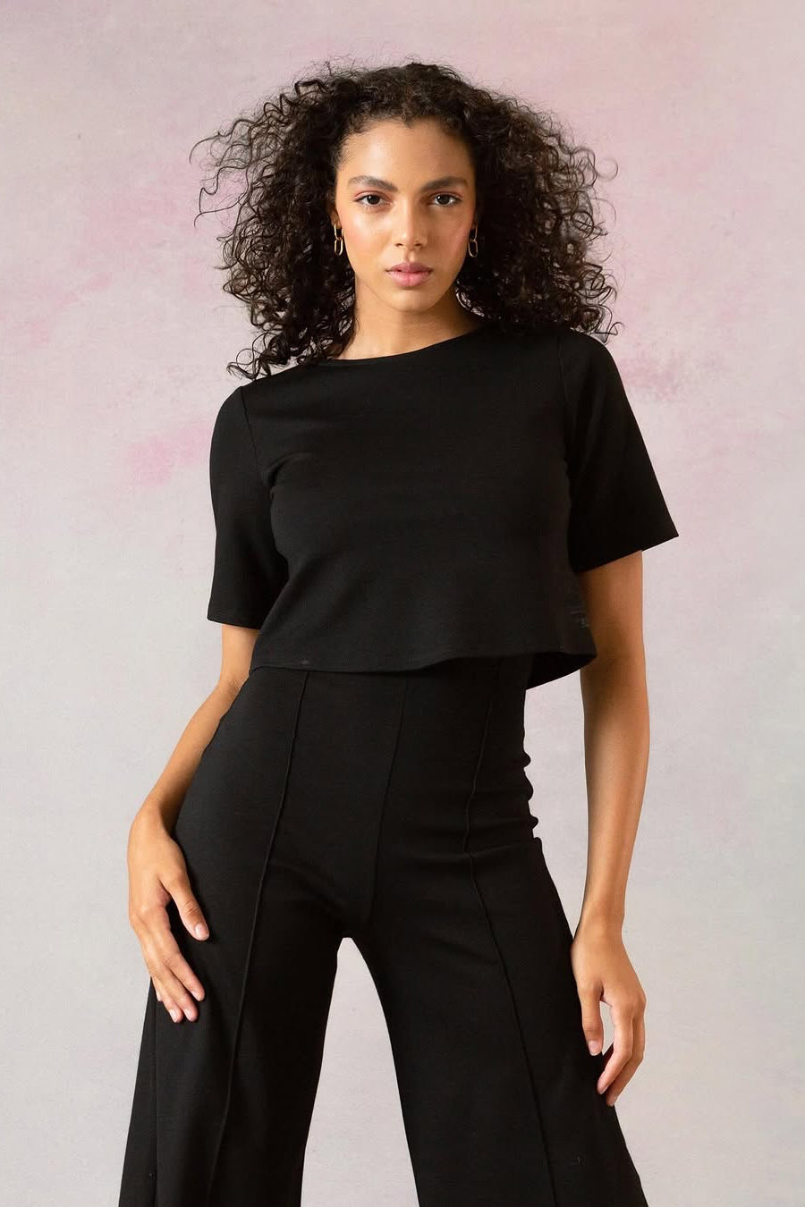 Ponte Knit Short Sleeve Top