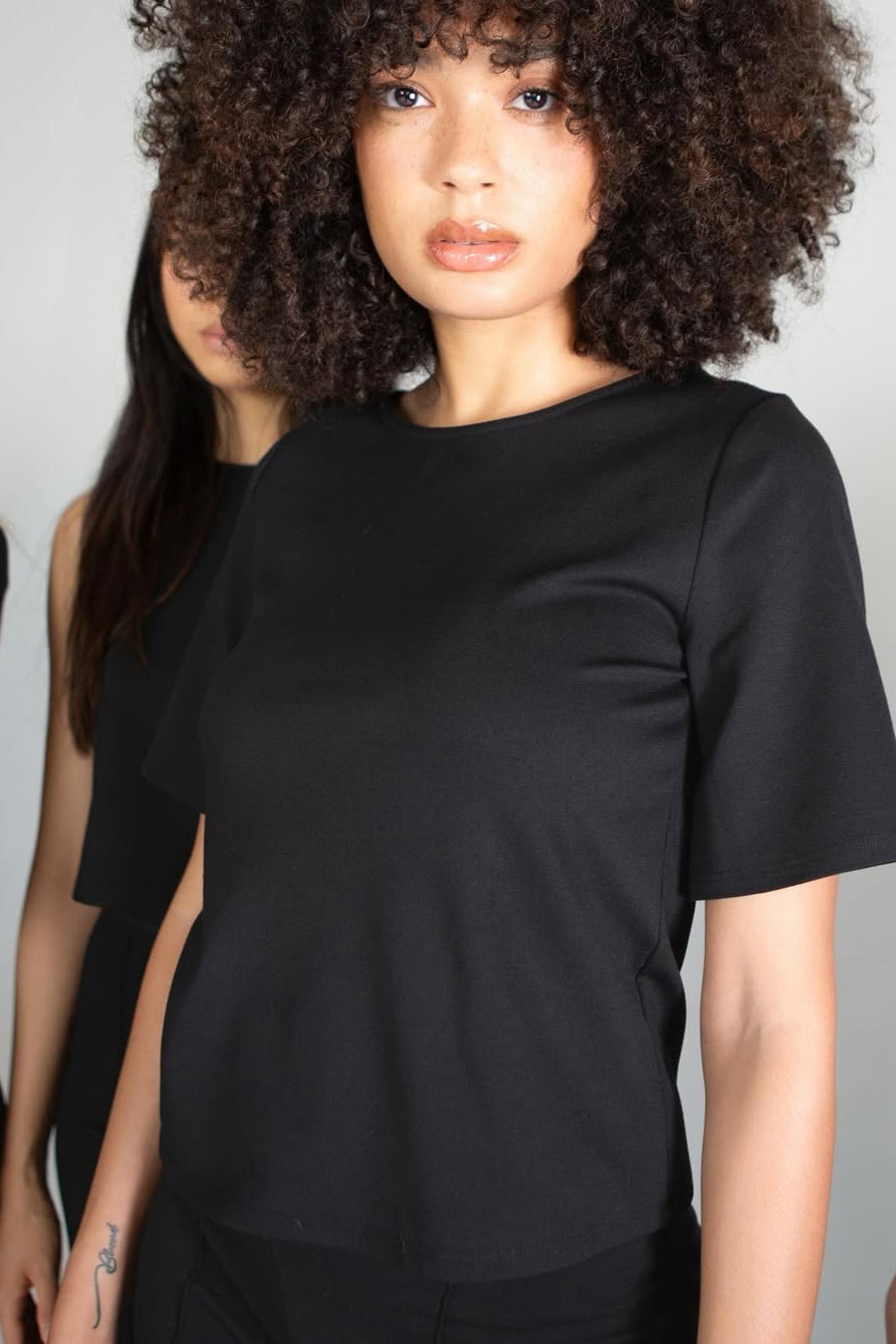 Ponte Knit Short Sleeve Top Extended