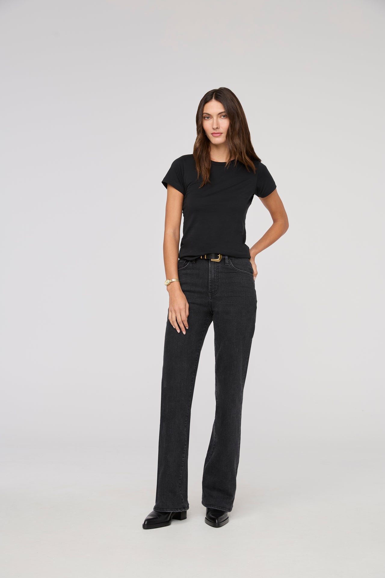 Midweight Performance Denim High Rise Wide Leg