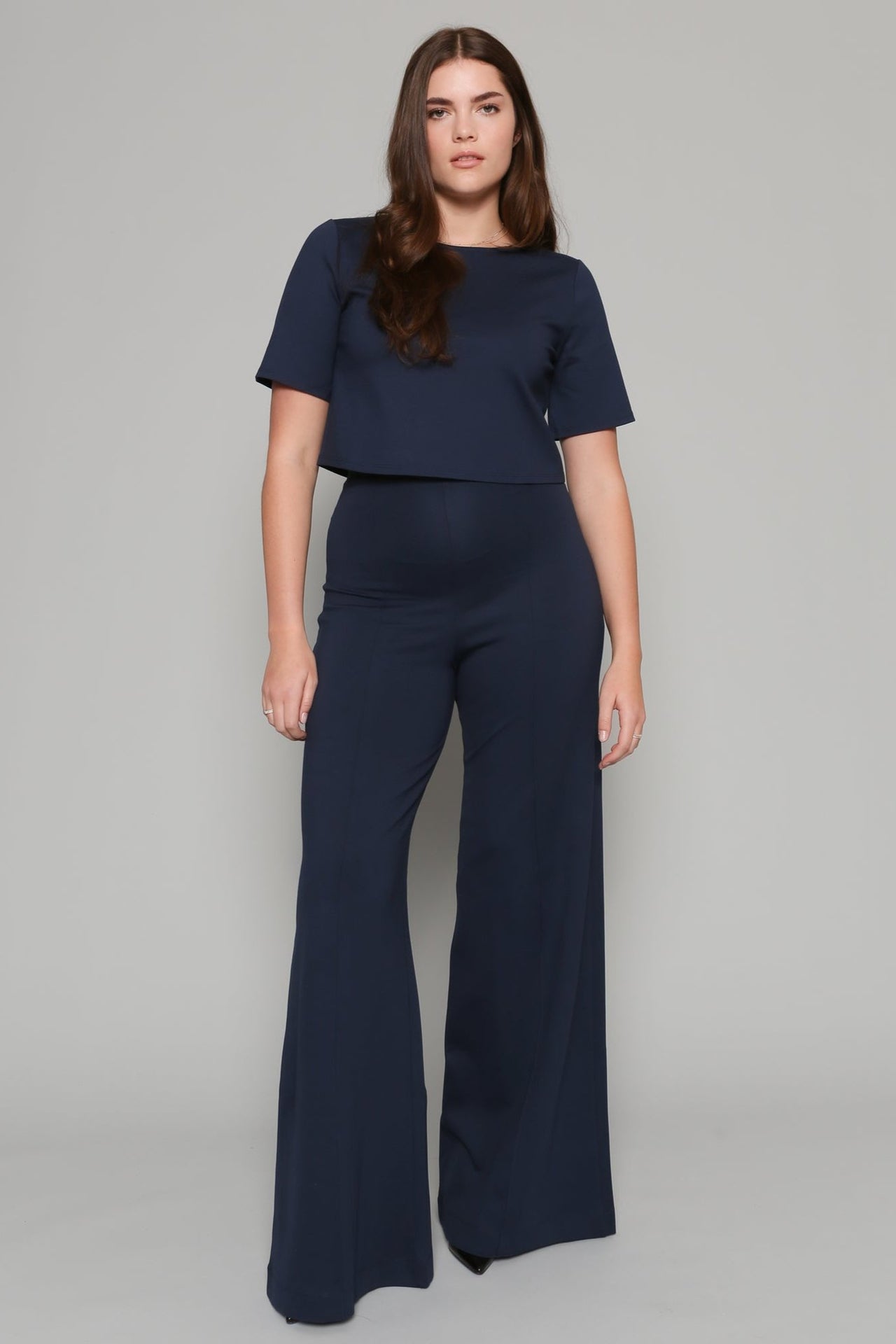 Ponte Knit Wide Leg Pant